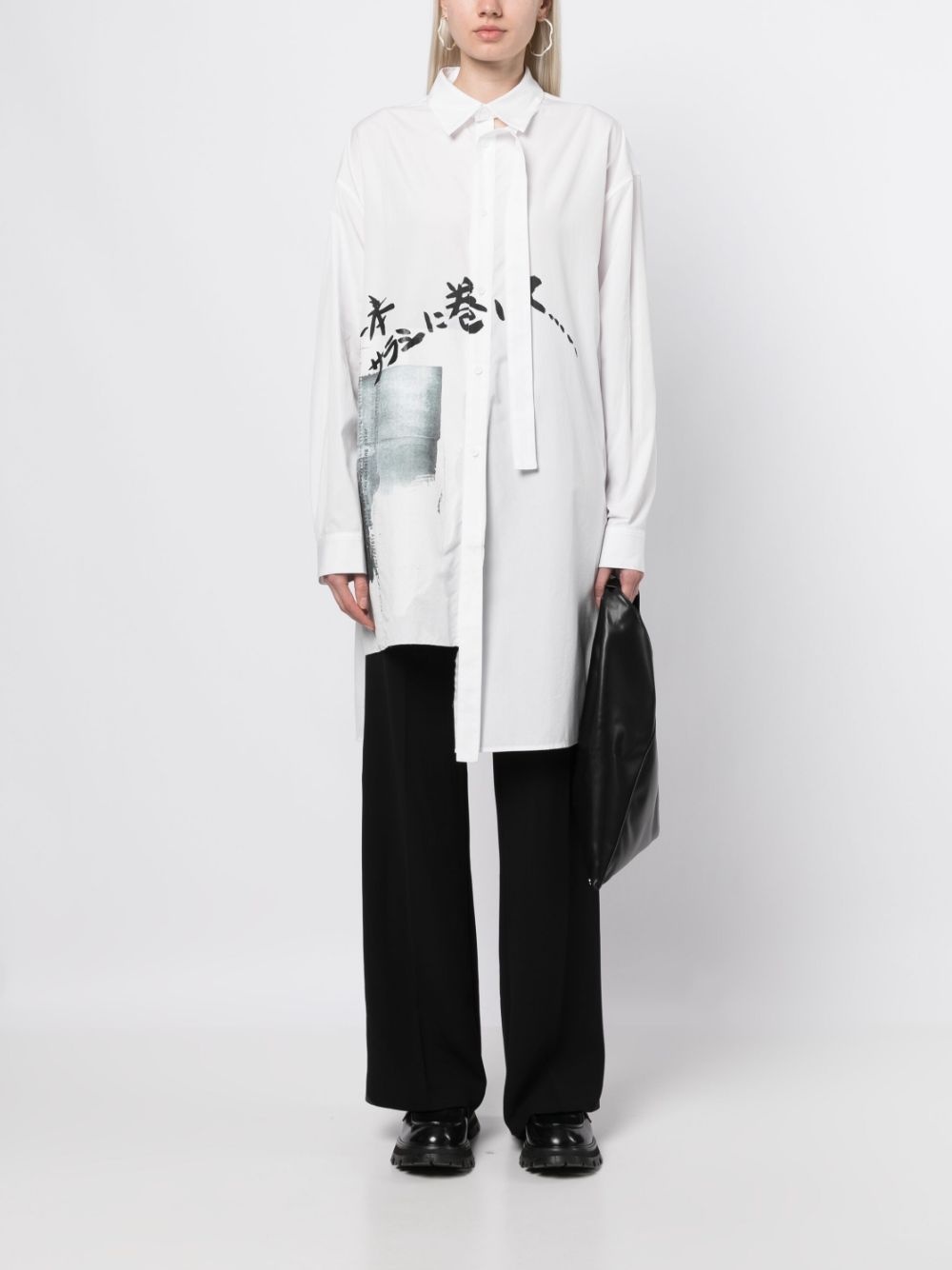 long-line graphic-print shirt - 2