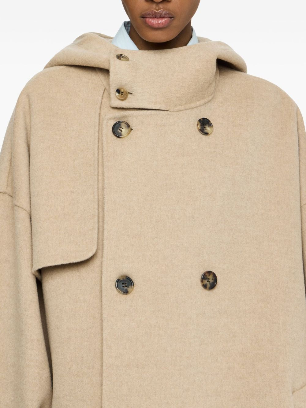 hooded double-breasted coat - 5