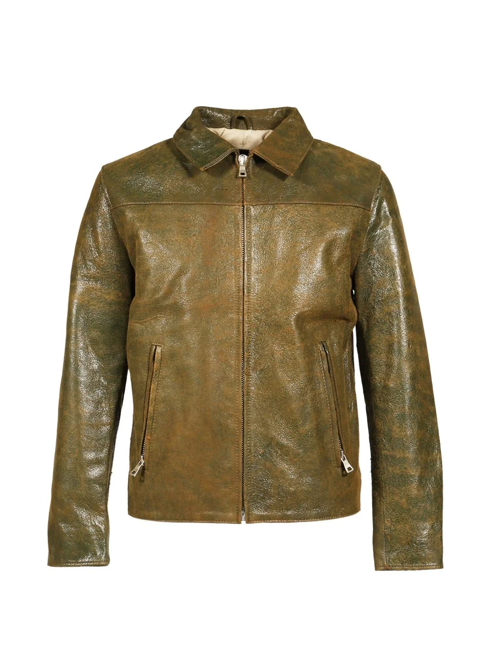 aged-effect leather jacket - 1