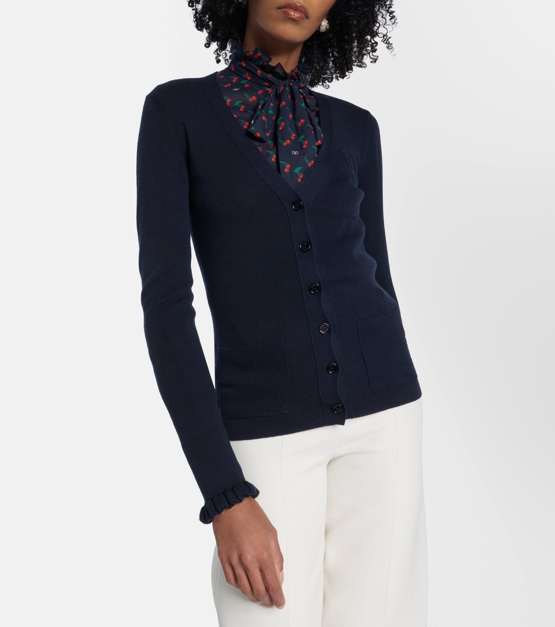 Ruffled virgin wool cardigan - 6