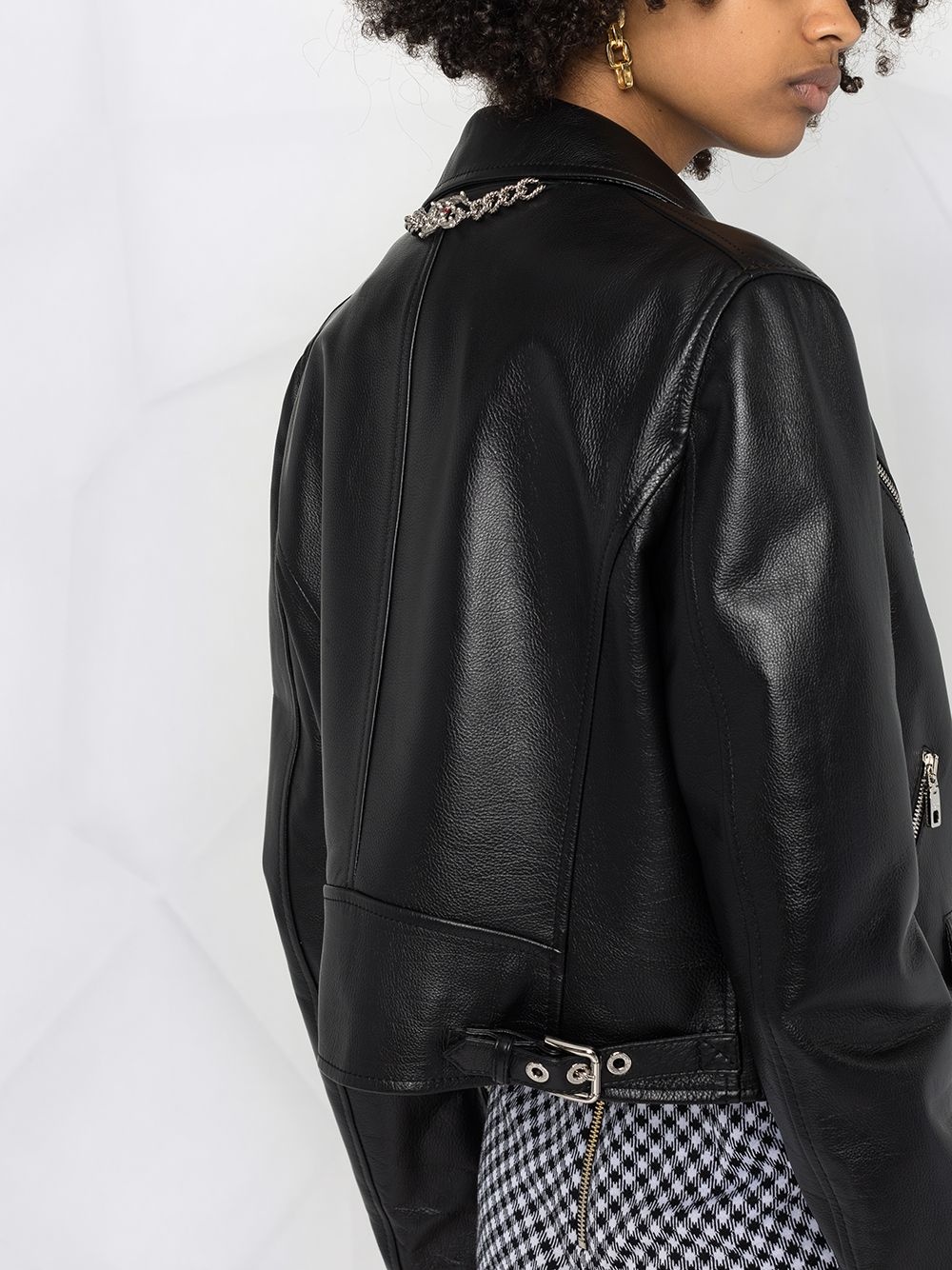 calf leather biker jacket - 3