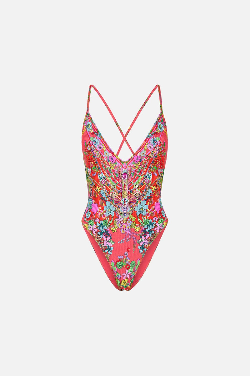 V NECK ONE PIECE WITH MULTICLR STITCH 1