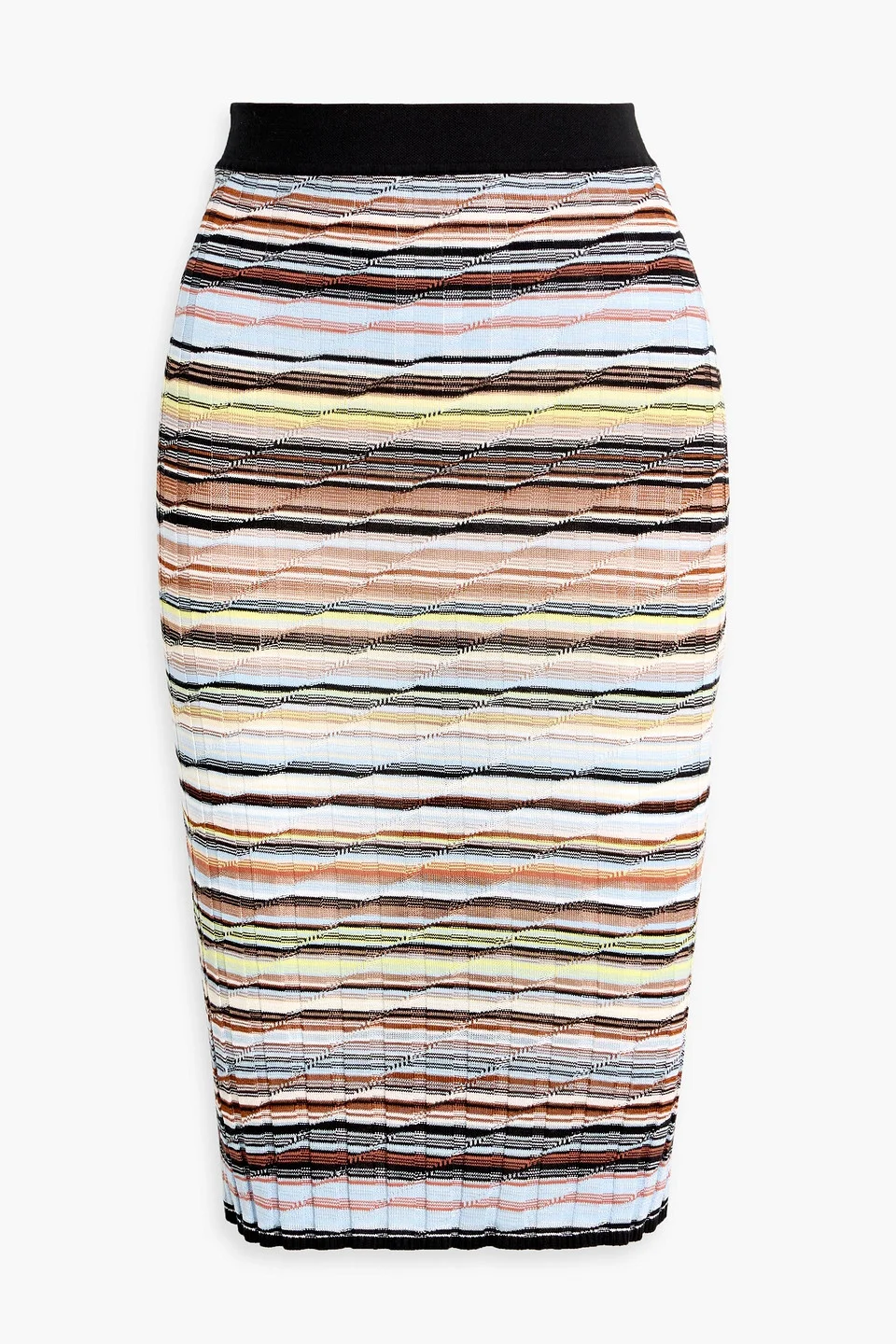 Space-dyed ribbed cotton-blend skirt - 1