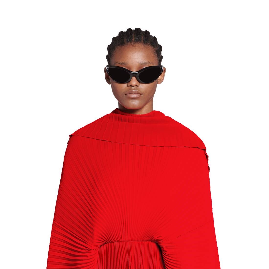 Women's Pleated Drape Dress in Red - 2