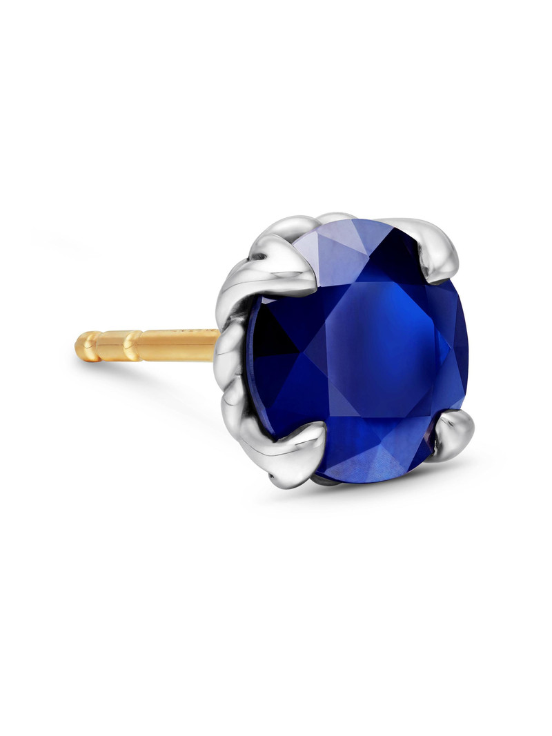 Men's Stud Earring in Sterling Silver - Sapphire 4