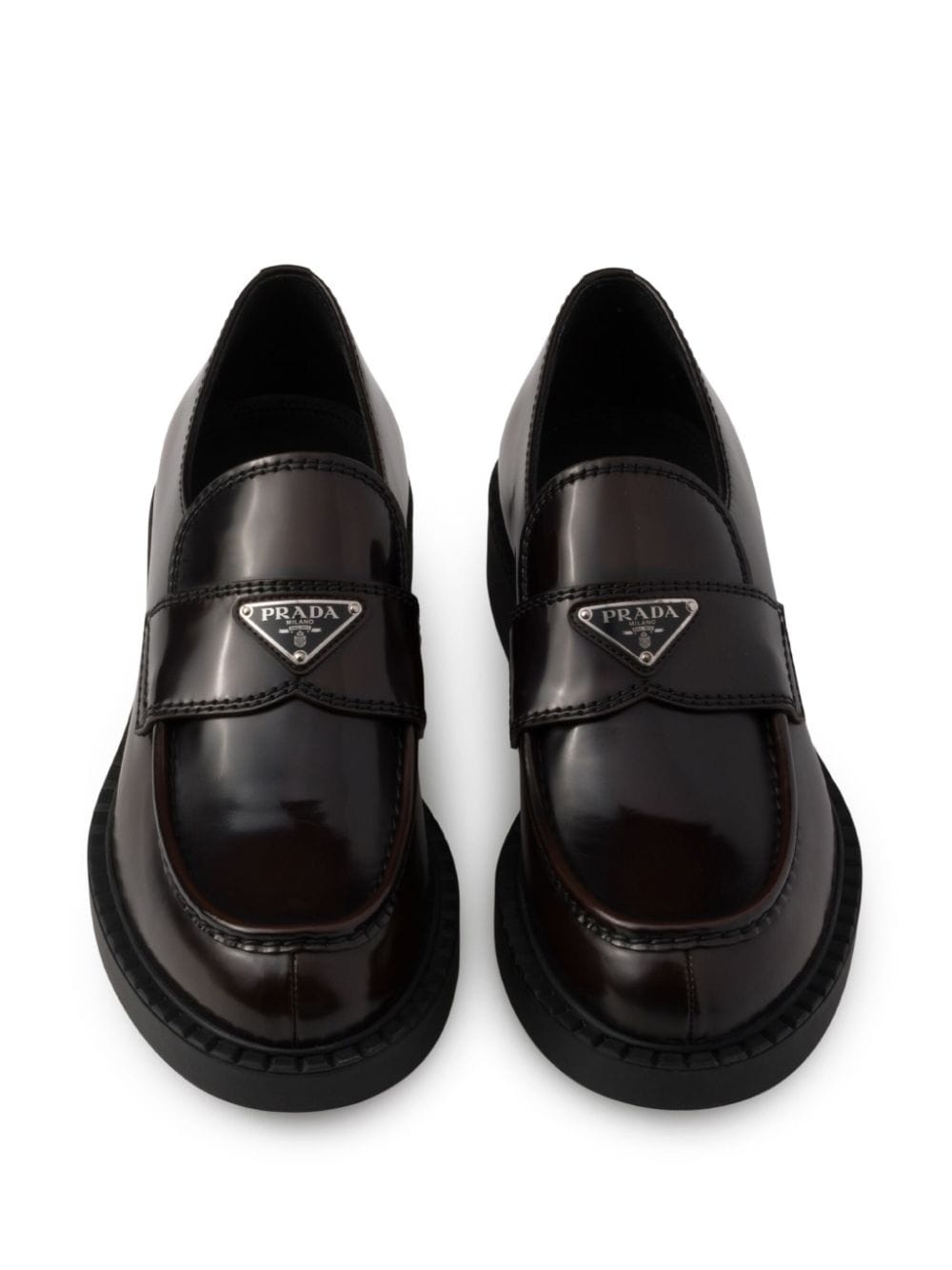 logo-plaque leather loafers - 4