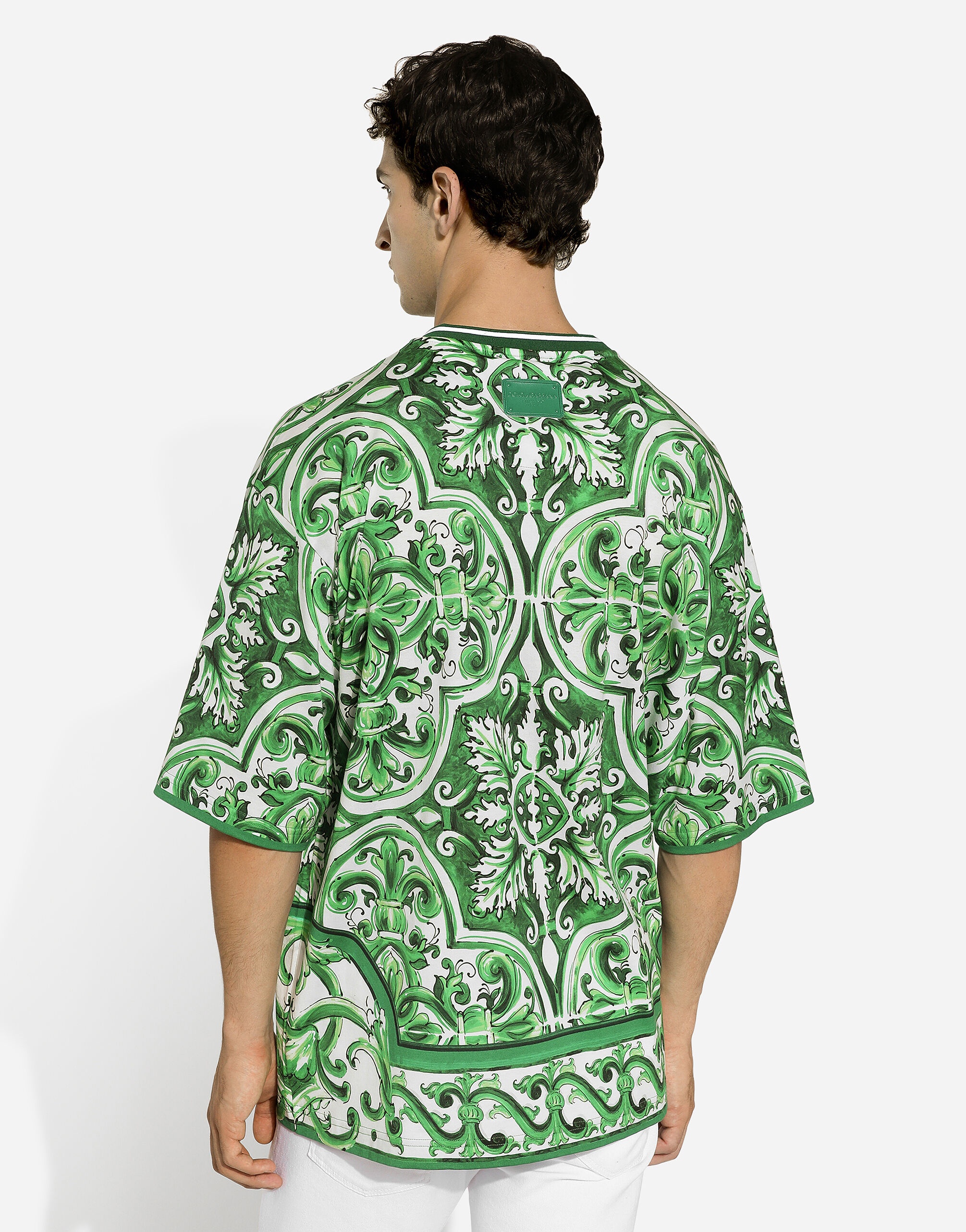 Cotton T-shirt with majolica print - 5