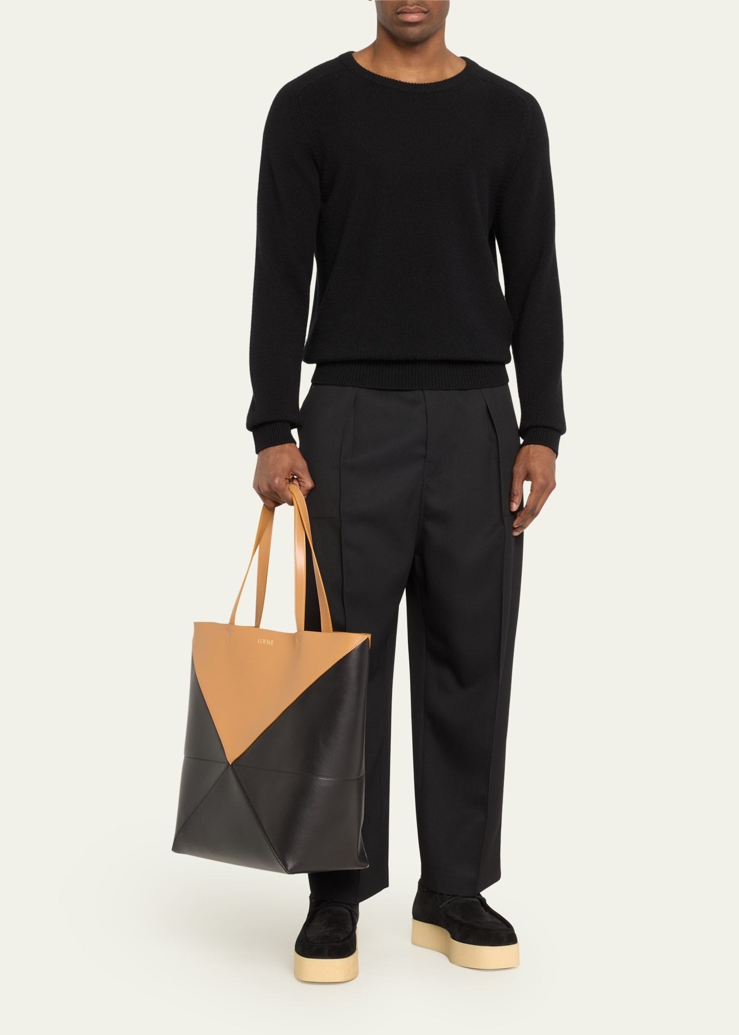 Men's Large Puzzle Fold Calfskin Tote Bag - 5