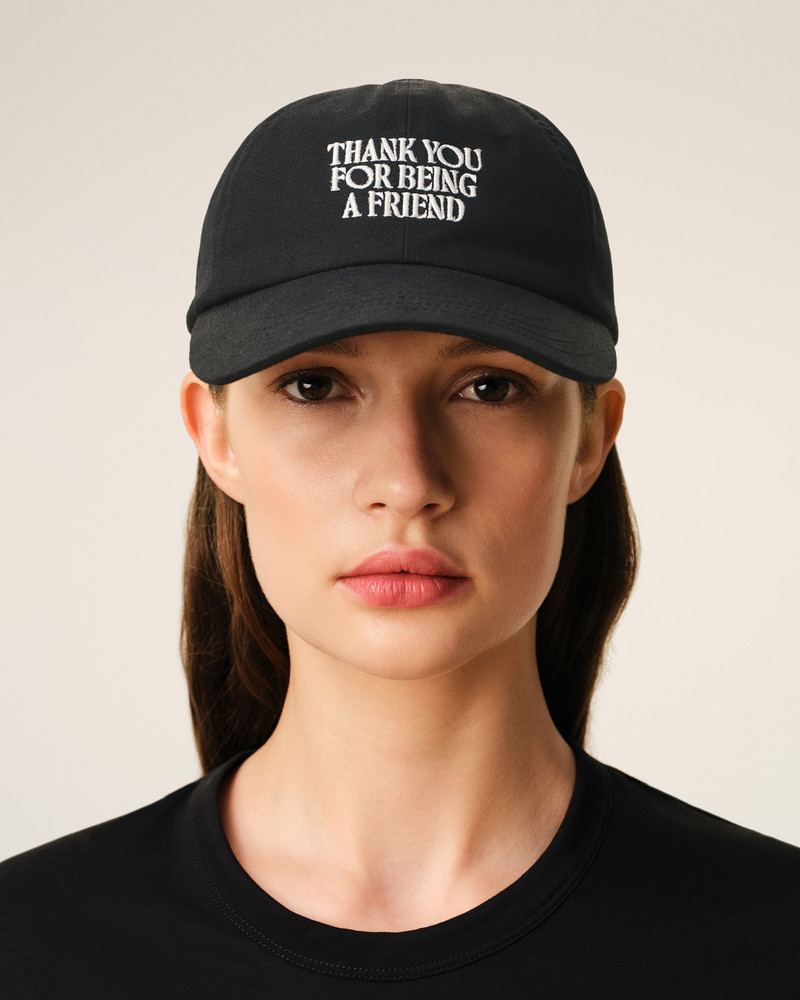 AMI Paris BLACK COTTON THANK YOU FOR BEING A FRIEND EMBROIDERY CAP outlook