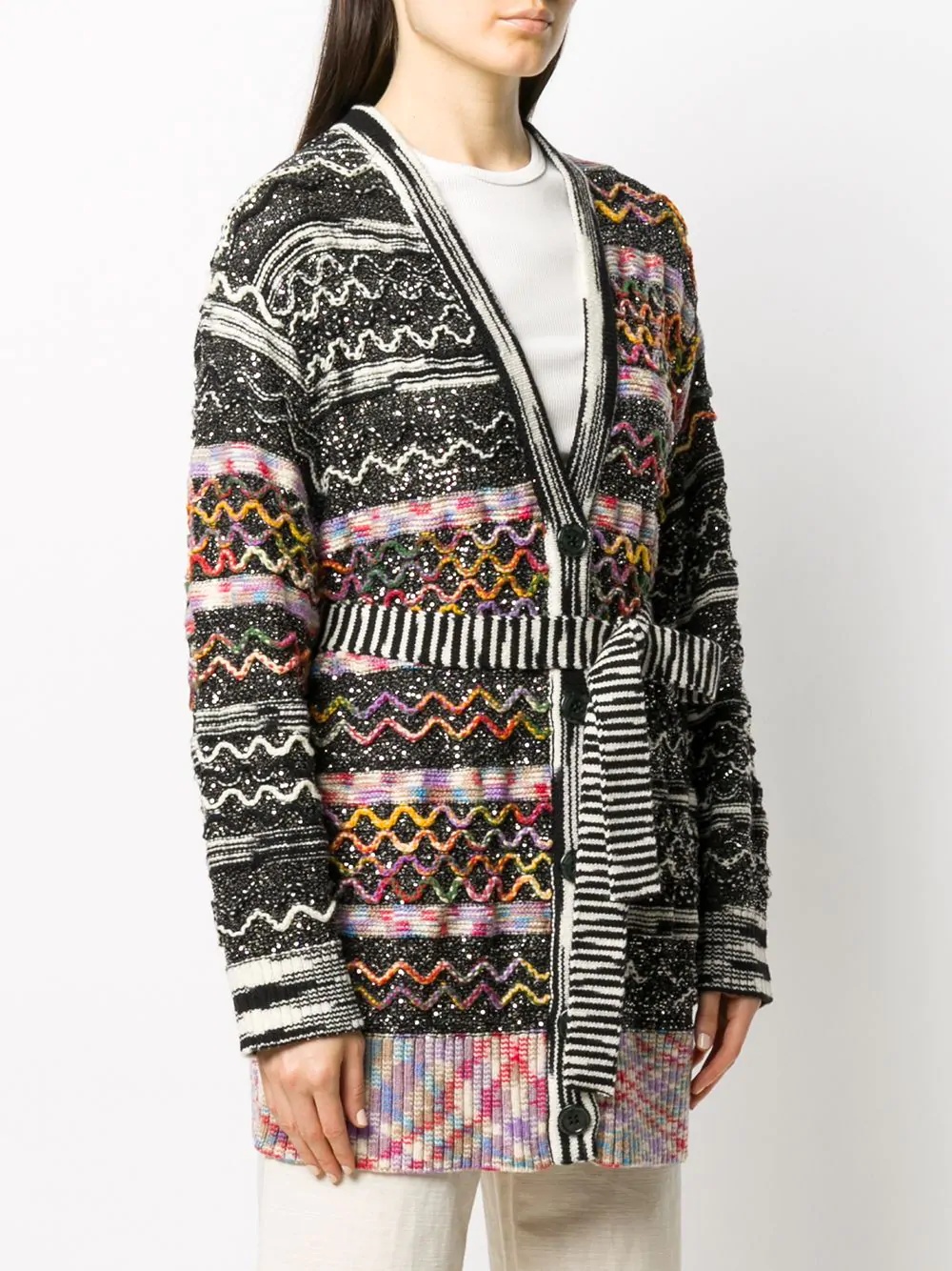 graphic mixed print cardigan - 3