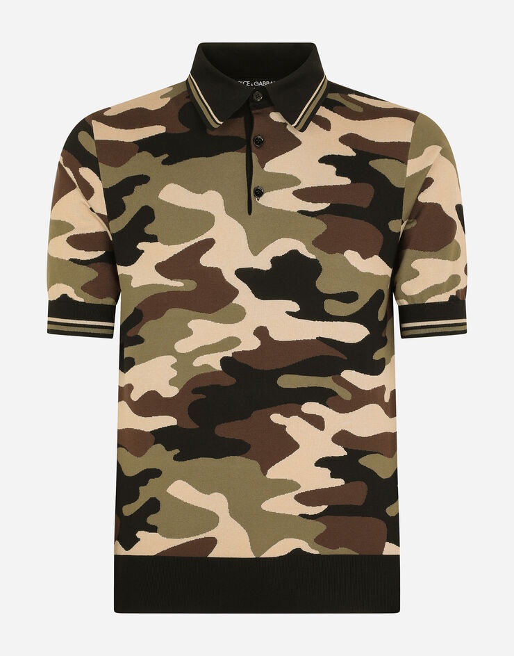Short-sleeved polo-shirt with camouflage intarsia - 3
