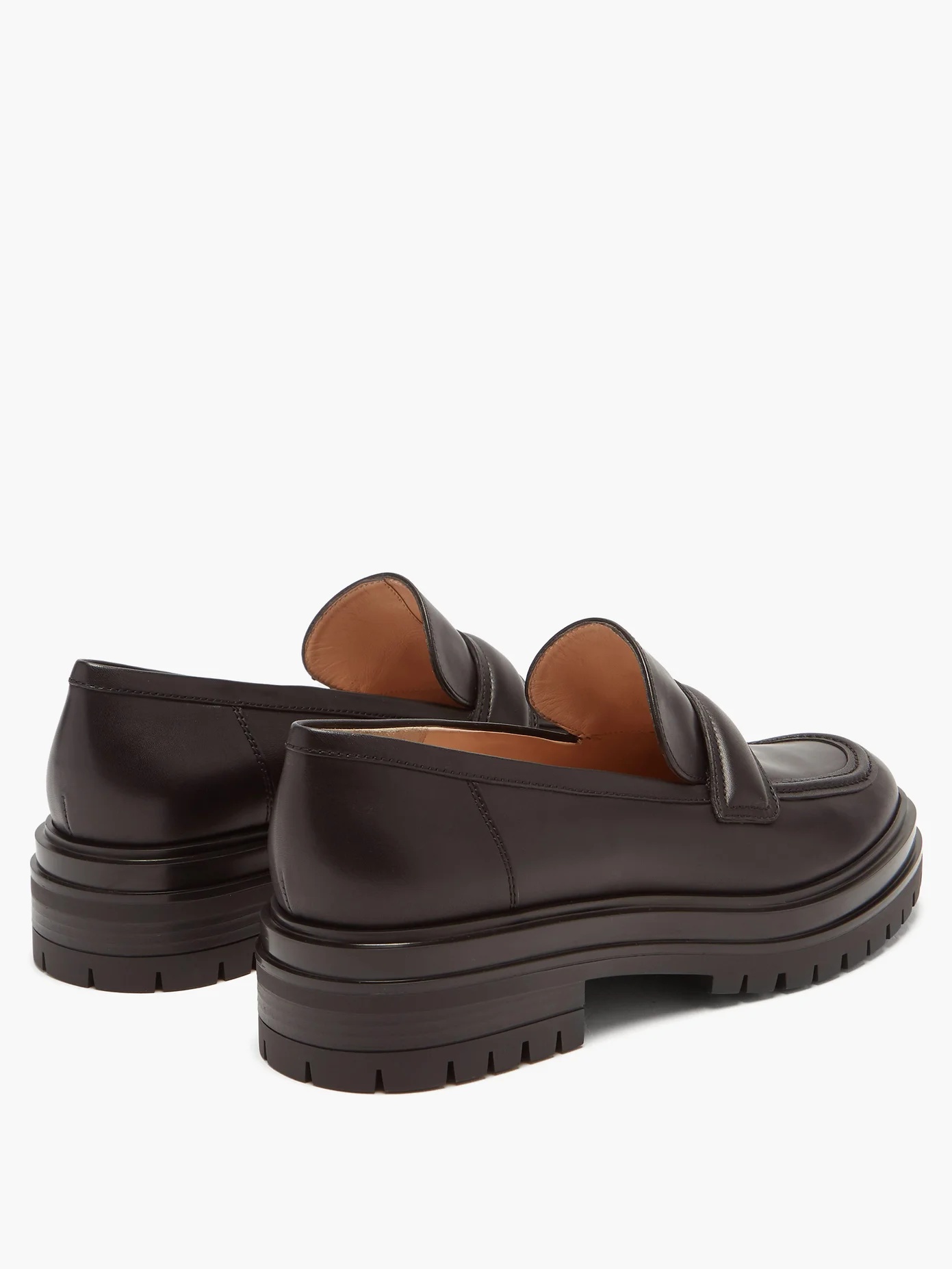 Exaggerated-sole leather penny loafers - 4