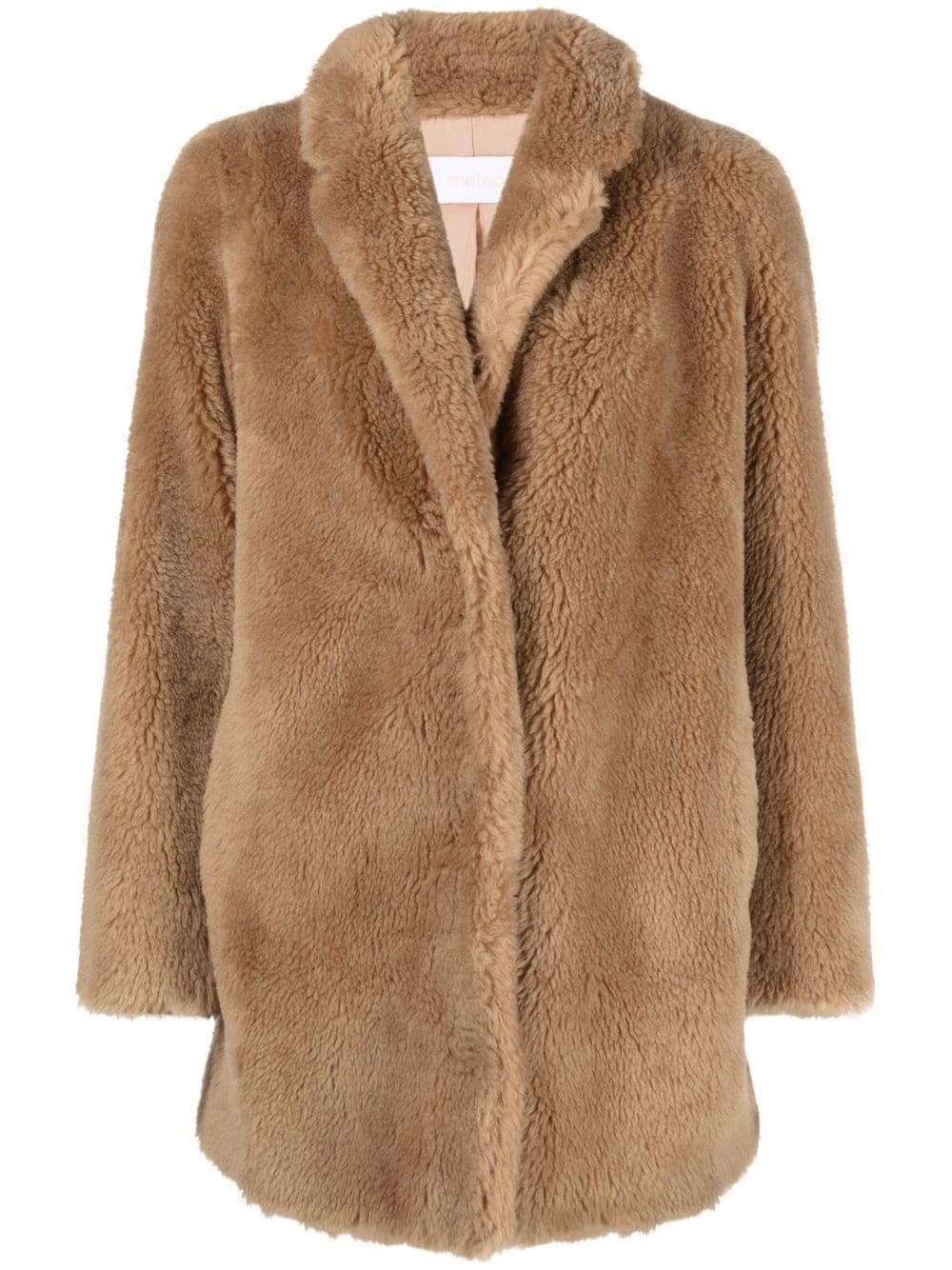 fitted faux-fur button coat - 1