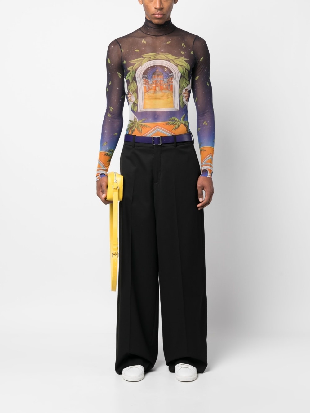 Maison D'Ete print mesh top - 2