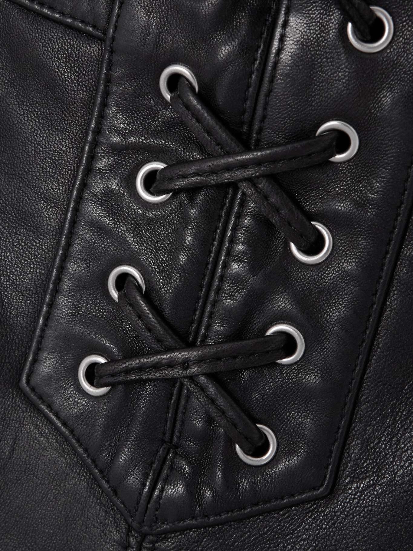 Vanel lace-up leather straight-leg pants Black - 5