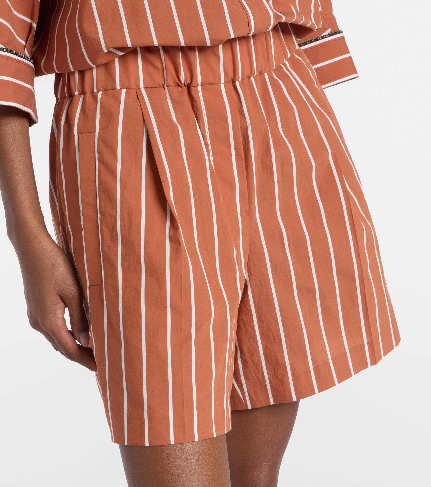 Striped cotton-blend Bermuda shorts - 4