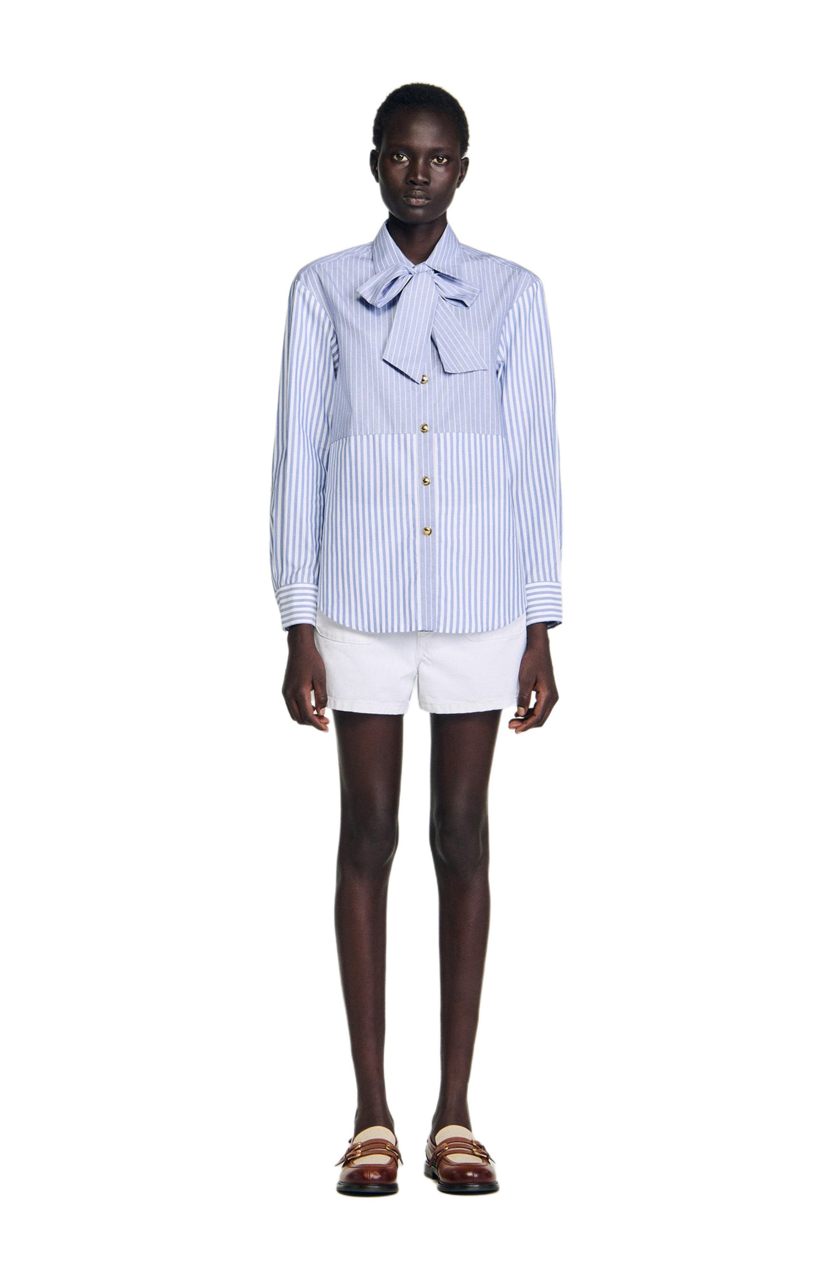 SANDRO Striped tie shirt in Blu /White at Nordstrom - 3