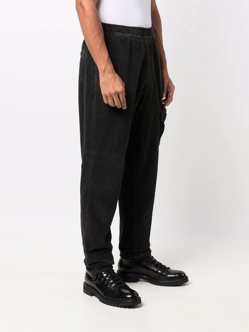 logo-patch corduroy trousers - 3