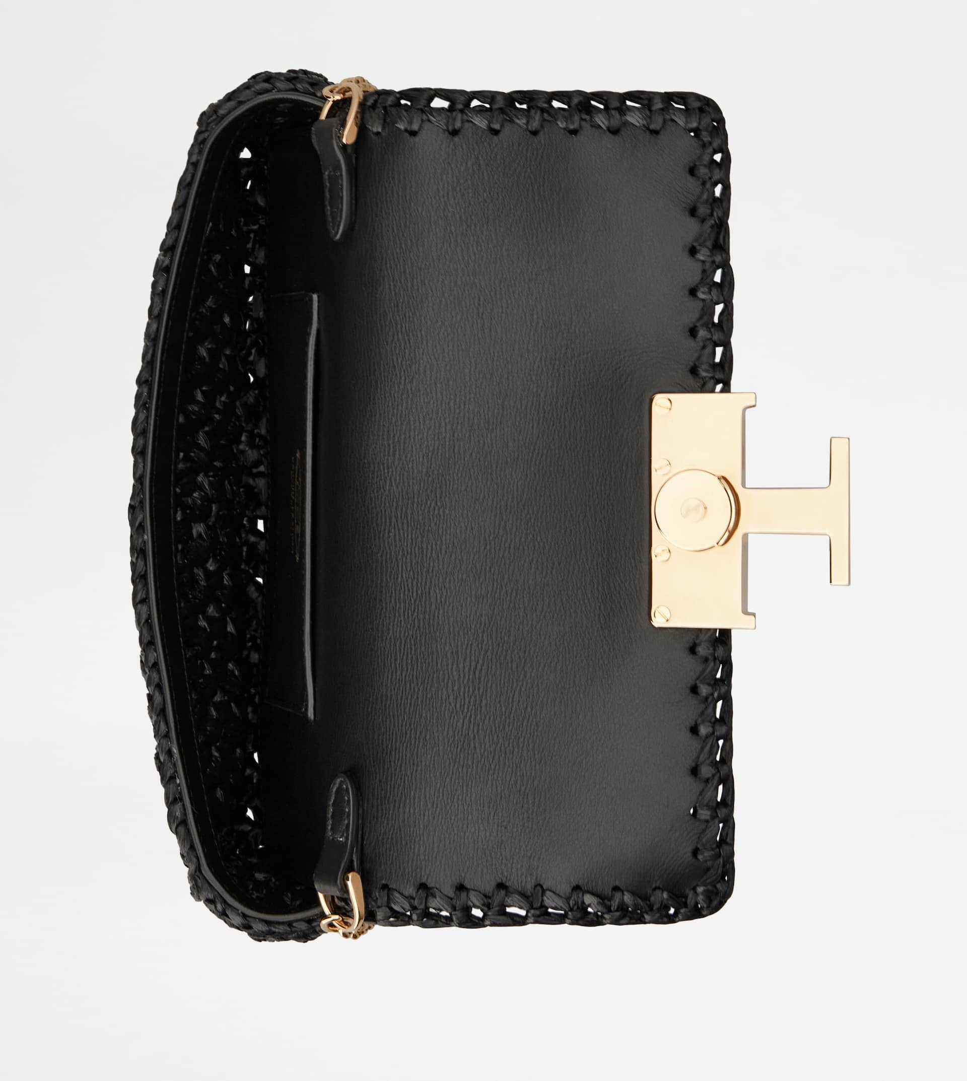 T TIMELESS FLAP BAG IN RAFFIA MICRO - BLACK - 3