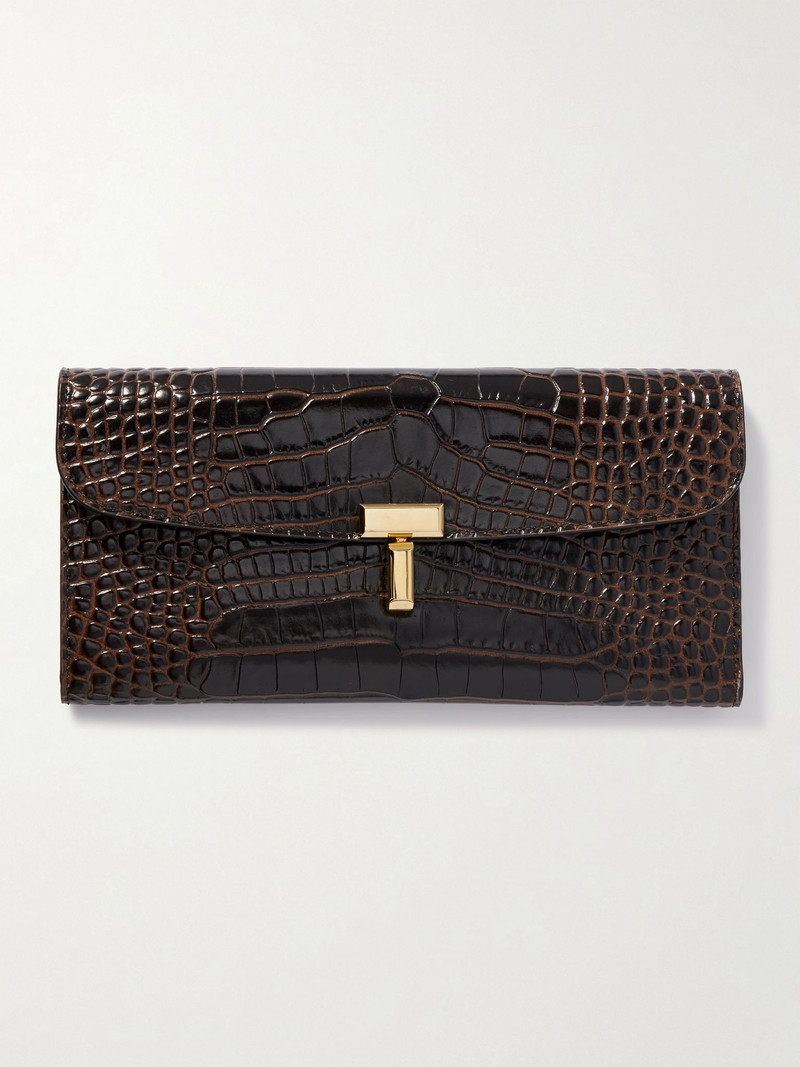 T-Lock croc-effect leather wallet Dark brown 1