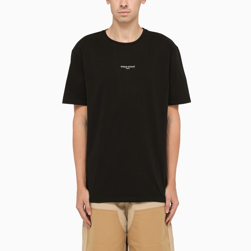 Black stretch cotton t-shirt - 1