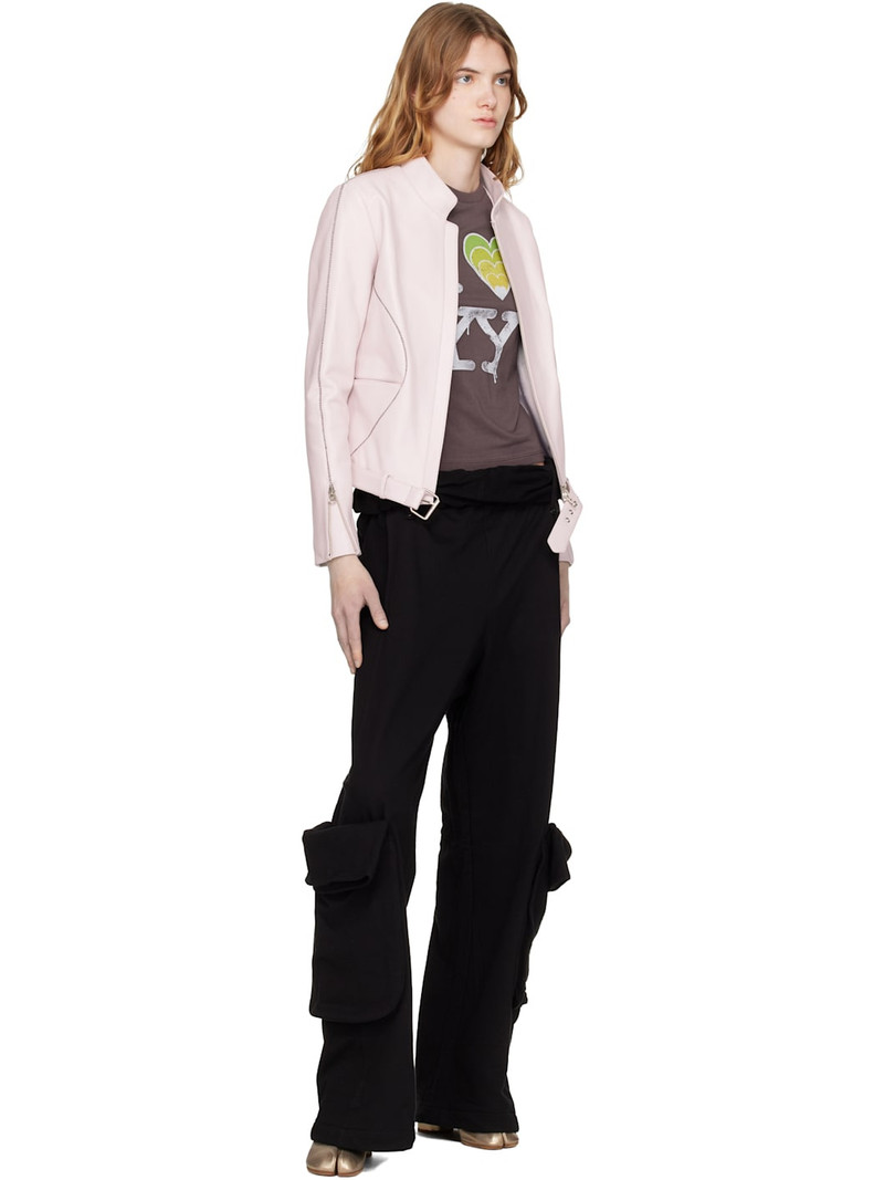 OPEN YY Pink Leather Radius Motor Jacket outlook