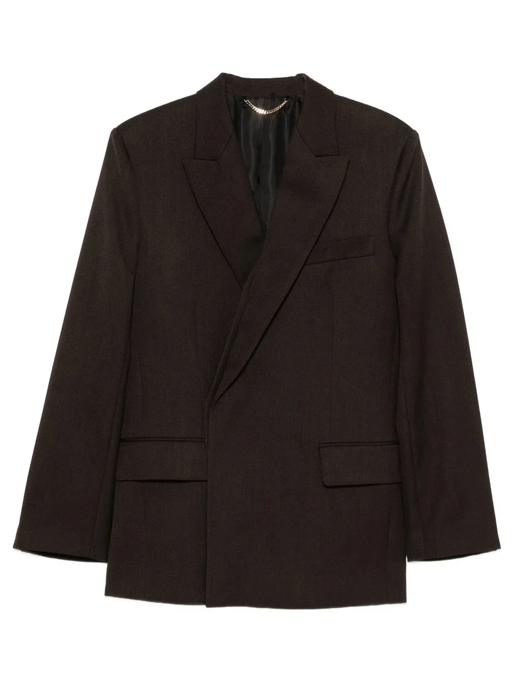 Victoria Beckham single-breasted blazer in cacao mouliné twill - 1