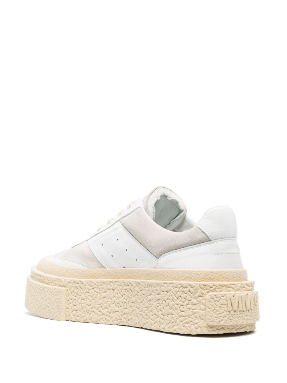 perforated-detail flatform leather sneakers - 3