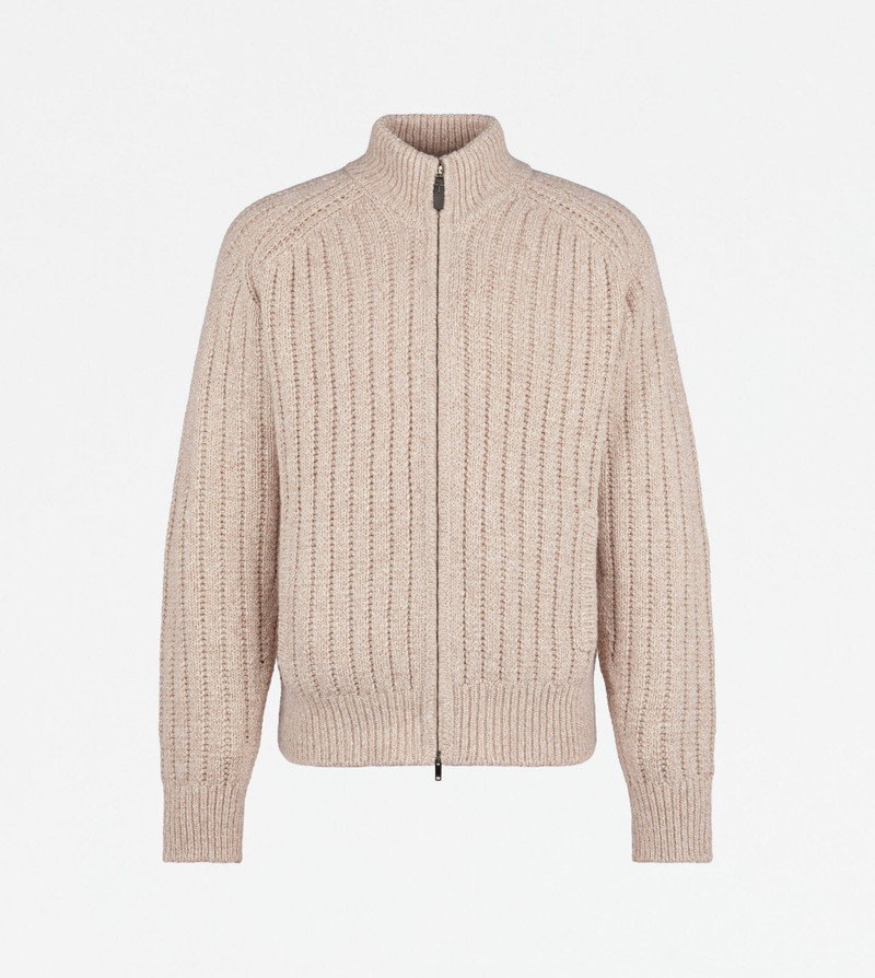 CASHMERE BLEND BOMBER JACKET - WHITE 1