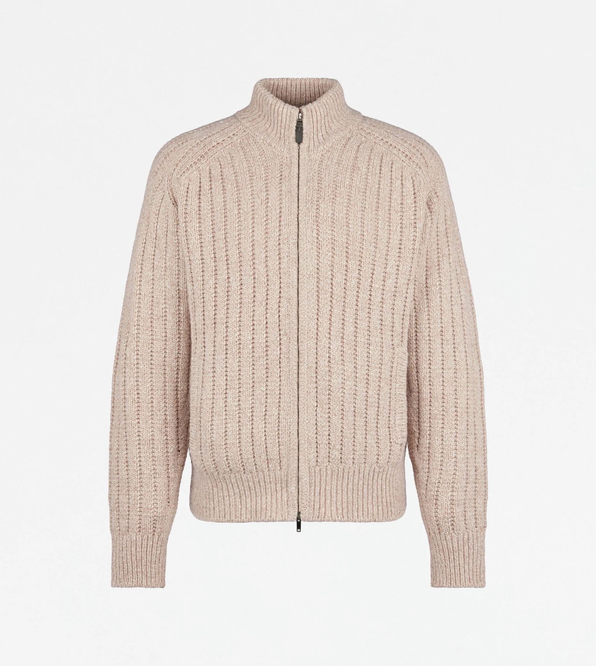 CASHMERE BLEND BOMBER JACKET - WHITE - 1