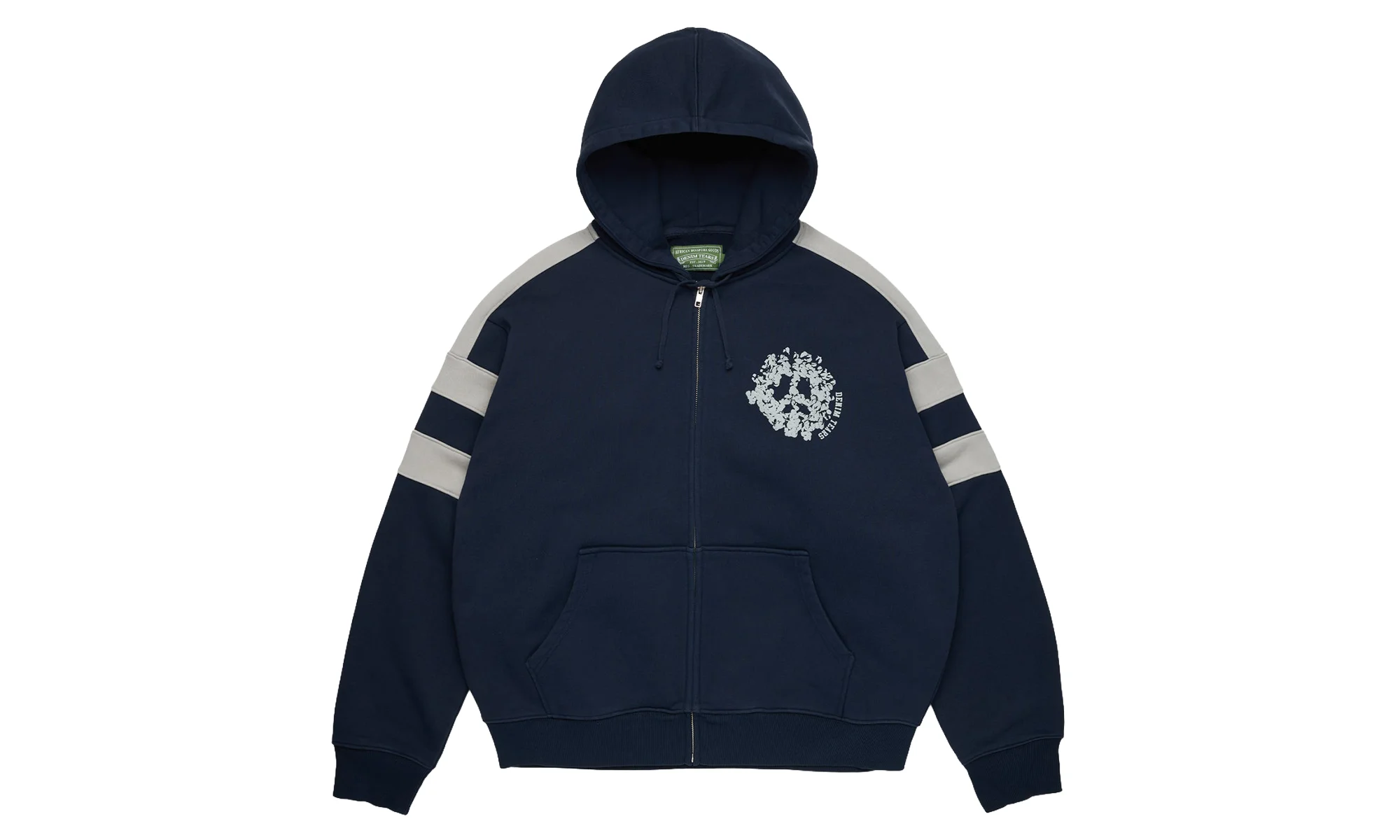 Denim U Paneled Zip Hoodie "Navy" DT901 - 1