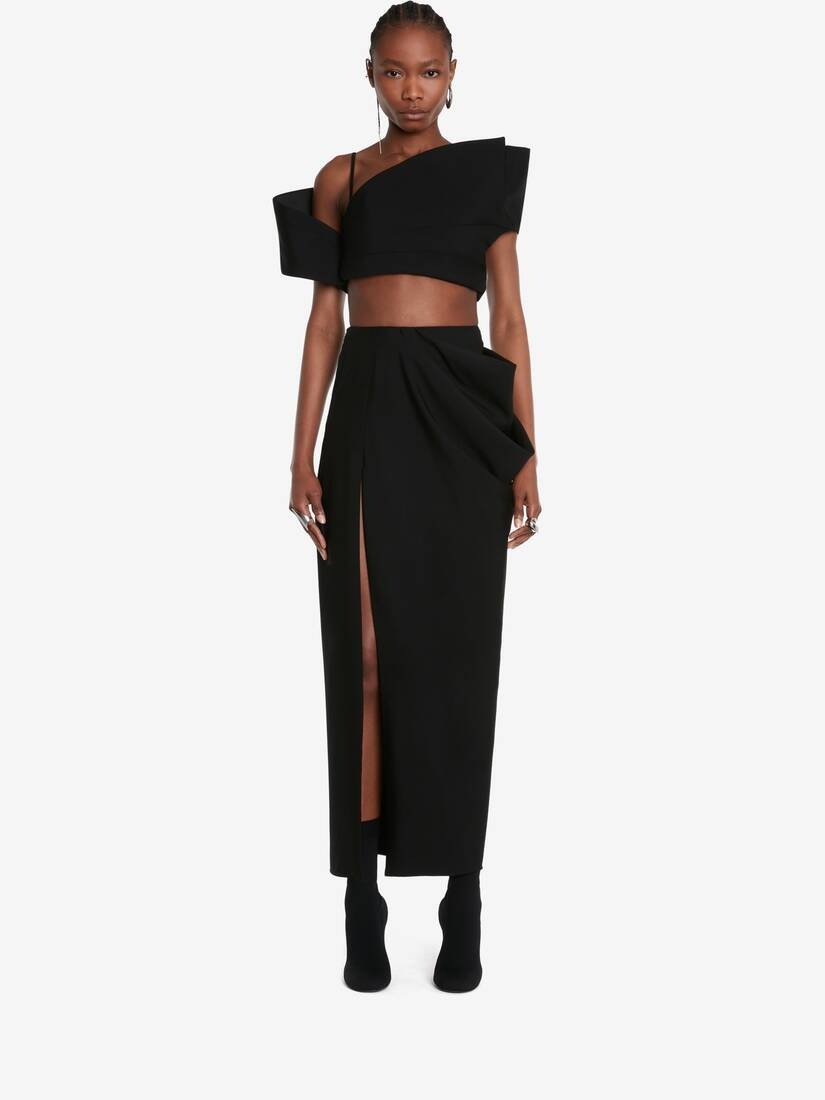 スカート MCQUEEN 'Slashed Drape' skirt Black Alexander McQueen Women's Slashed Drape Skirt in Black