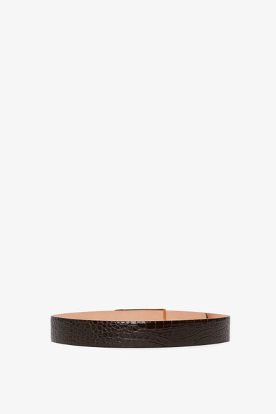 Victoria Beckham Jumbo Frame Belt In Chocolate Croc-Effect Leather outlook