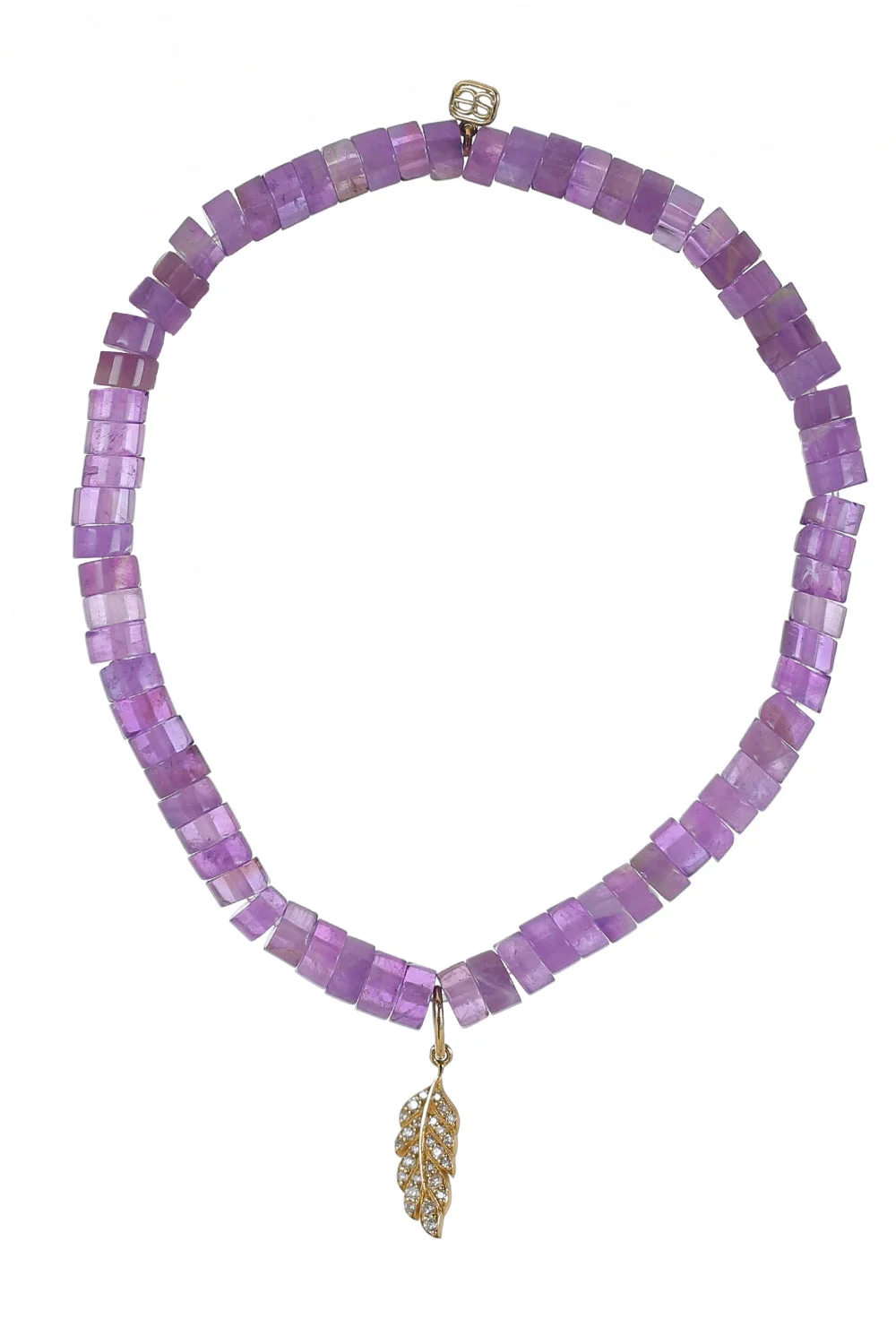 Amethyst Tiny Feather Charm Bracelet - 1