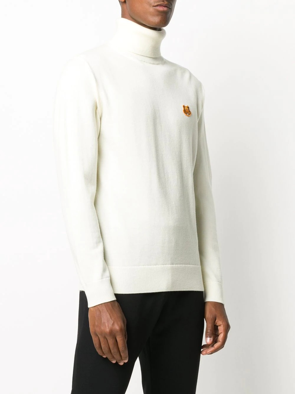 tiger patch roll-neck jumper - 3