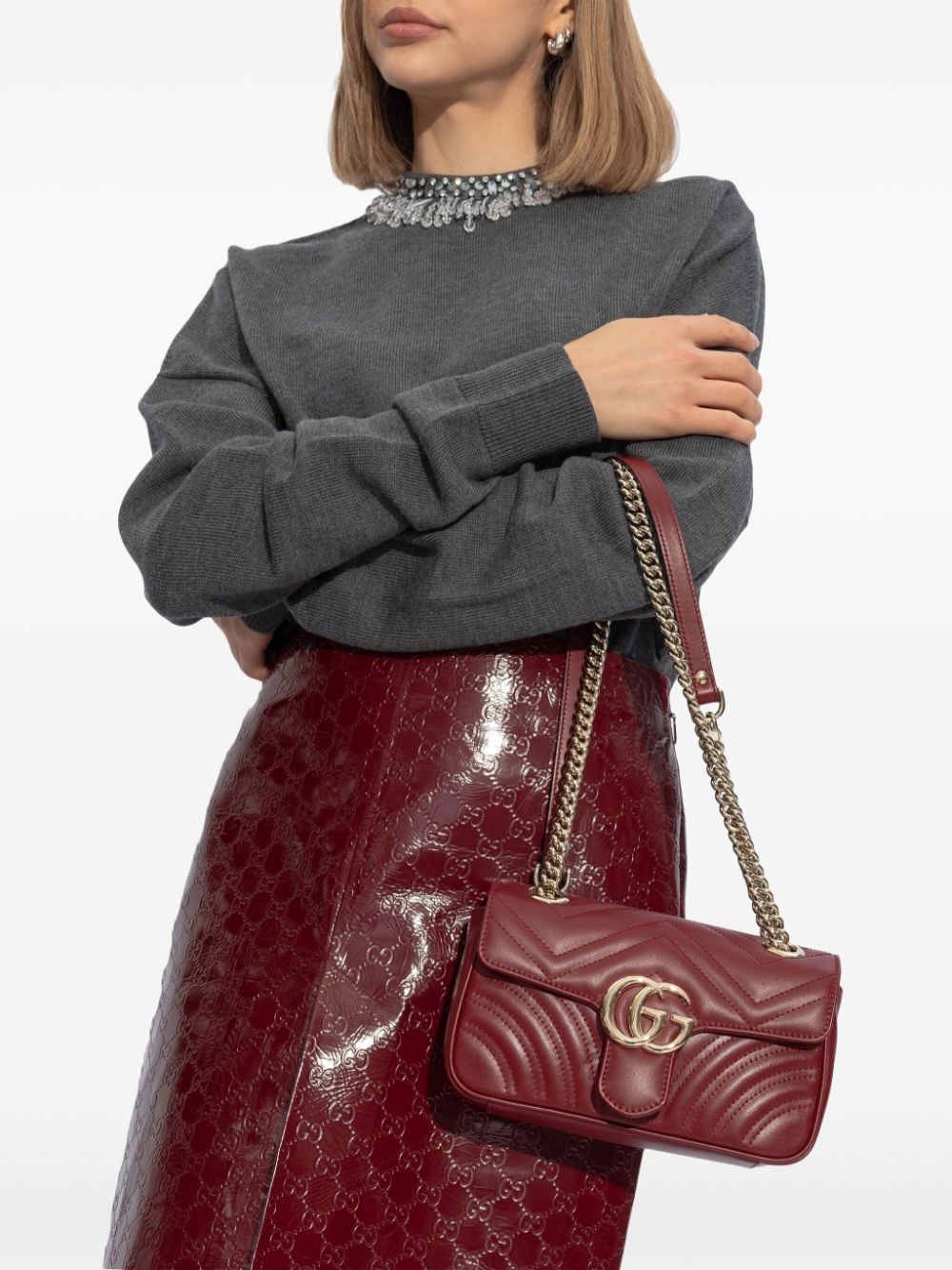 Gg marmont mini leather shoulder bag - 2