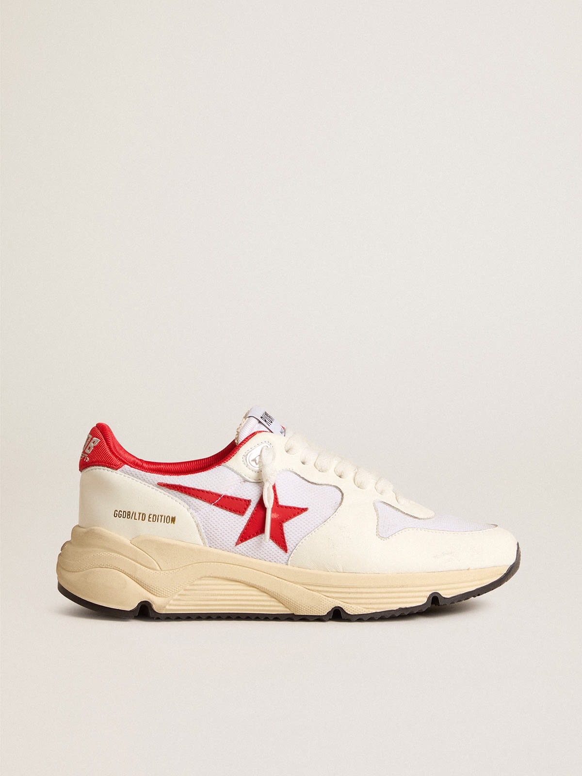 Running Sole LTD in white nappa and nylon with a red leather star - 1