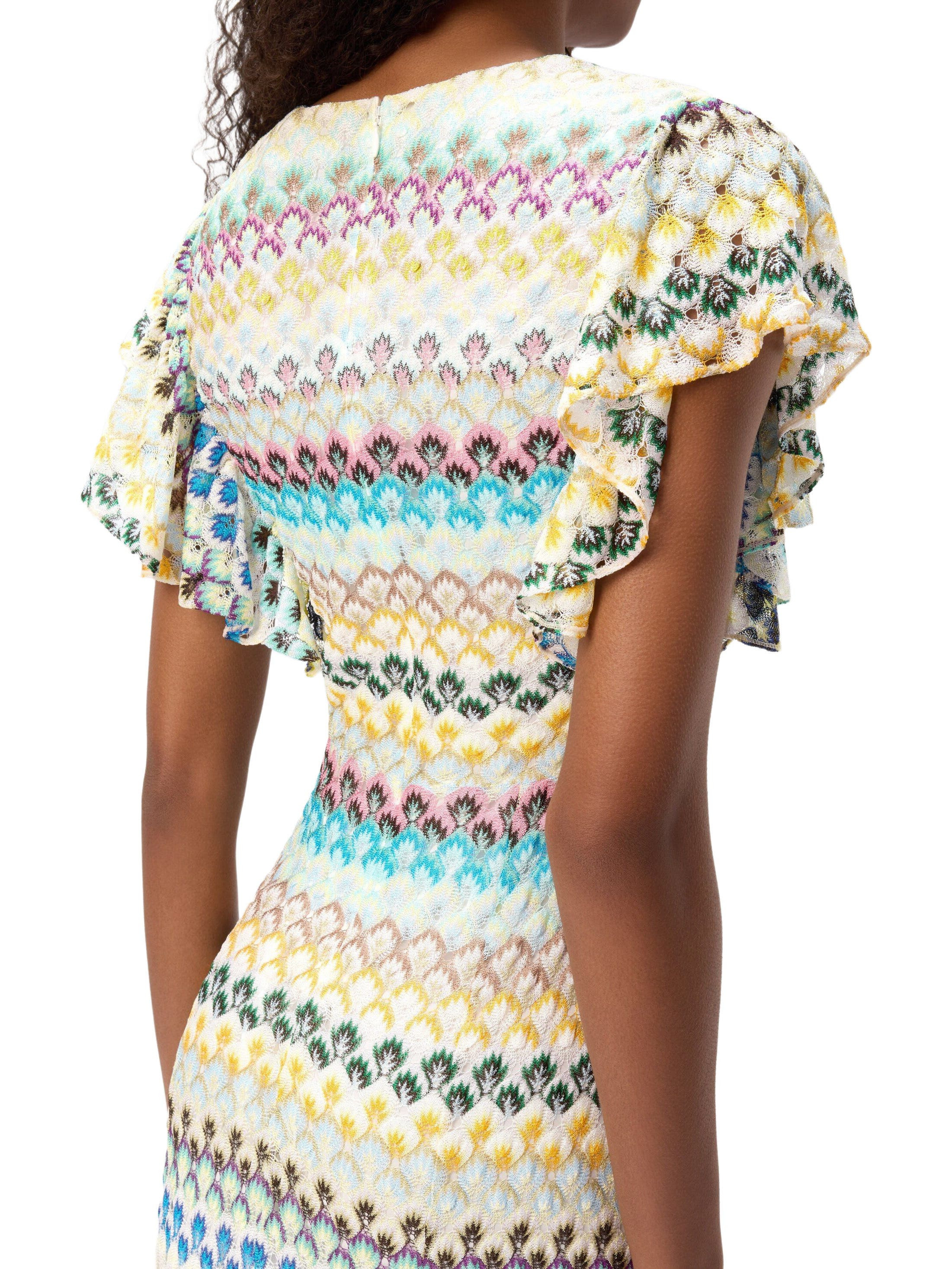 Missoni Dégradé Lace Long Dress With V-neck And Ruffled Sleeves in Multicoloured at Nordstrom - 4