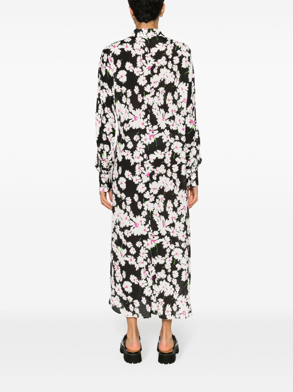 floral-print tie-fastening cady midi dress - 4