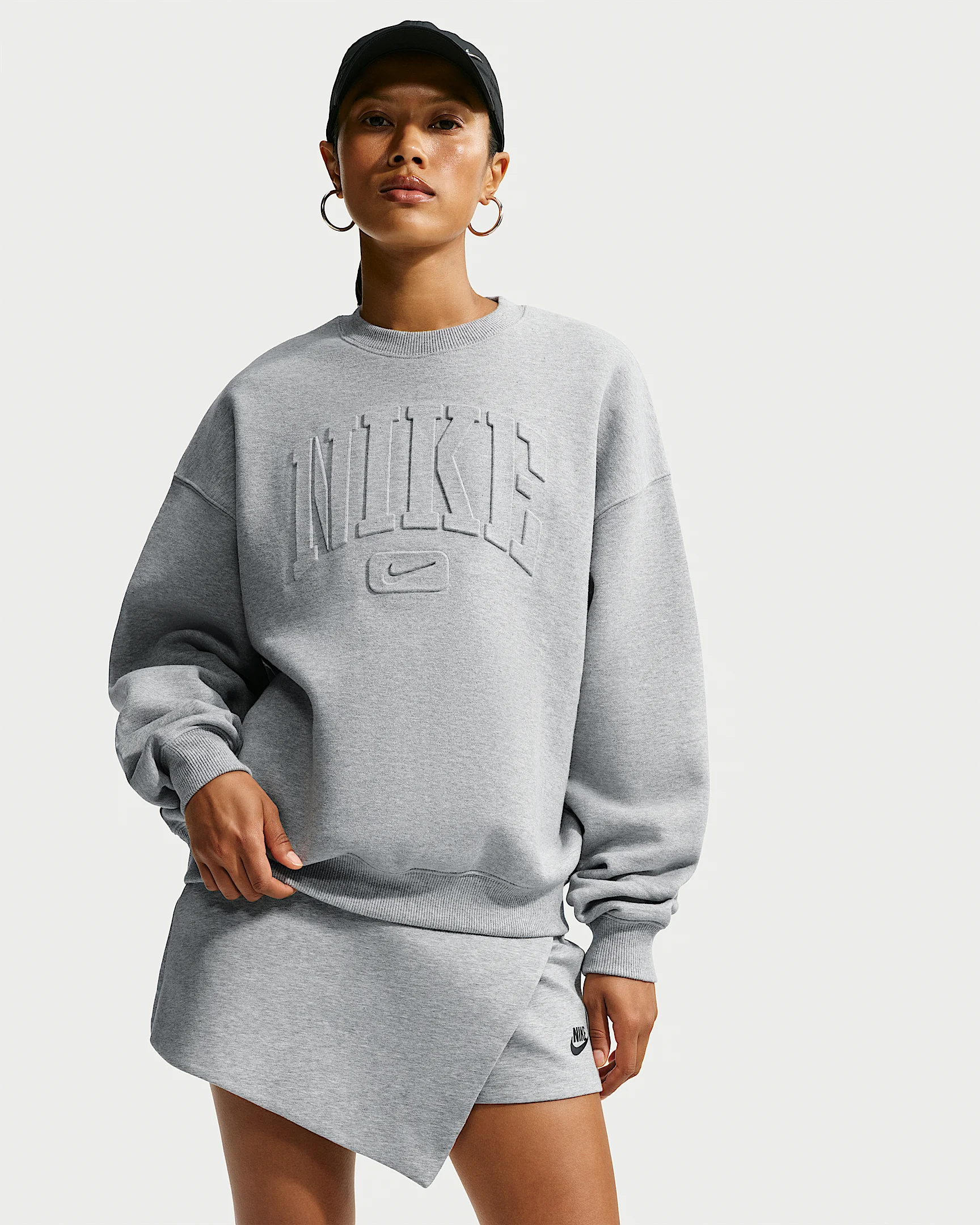 Nike Studio Fleece Medium Weight "Graphic Pack" Women's Oversized Embossed Crew - 1