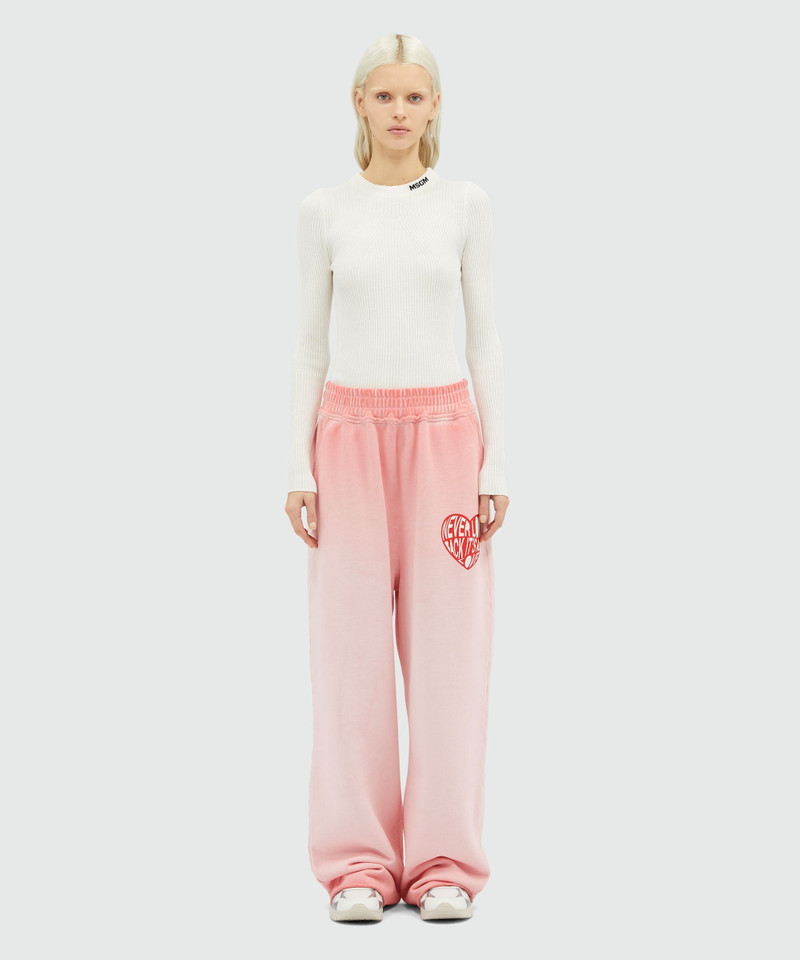 MSGM Faded jersey jogging pants with print outlook
