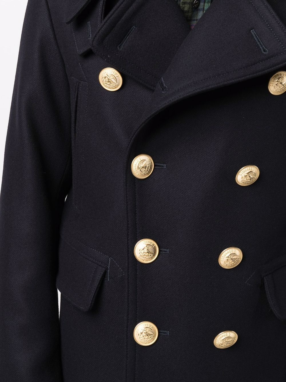 gold-embossed double-breasted coat - 5