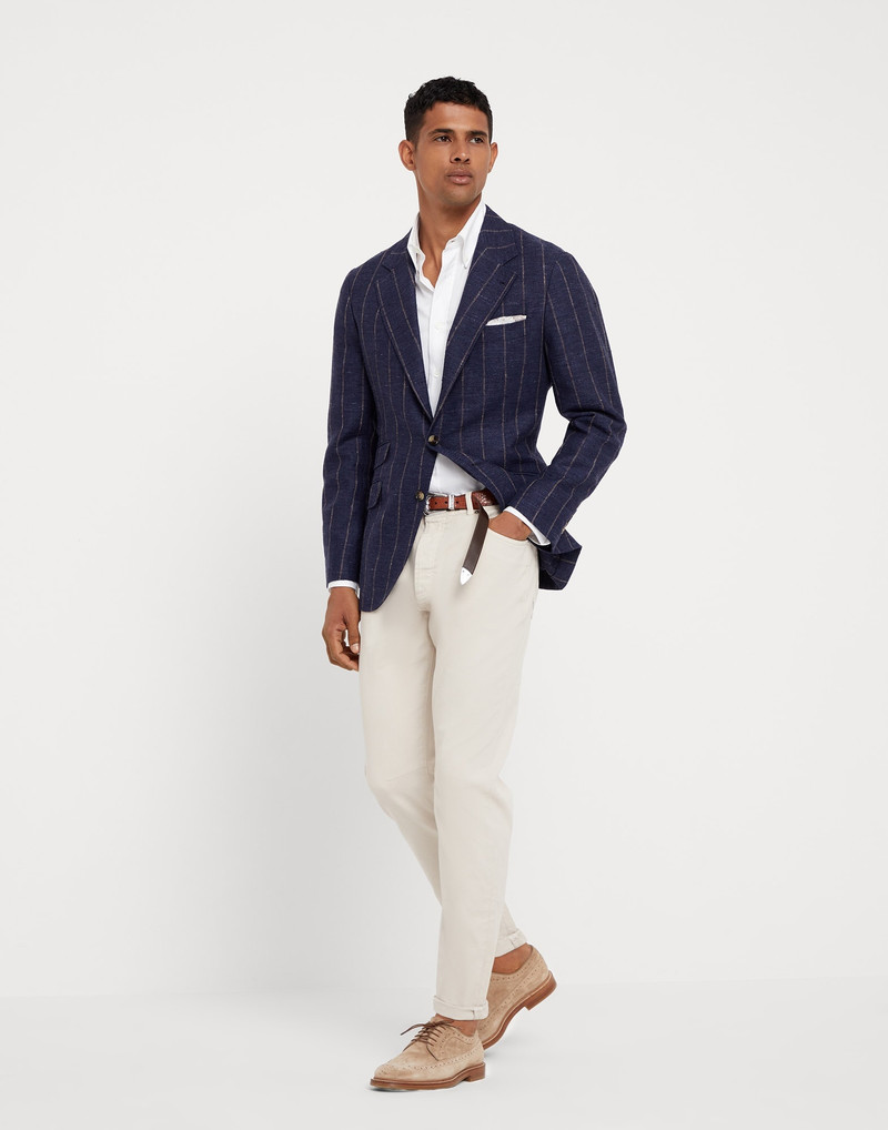 Garment-dyed comfort denim leisure fit five-pocket trousers 4