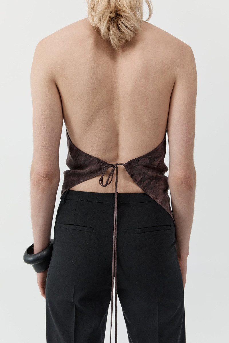 Jacquard Cowl Tie Top - Chocolate Plum 3