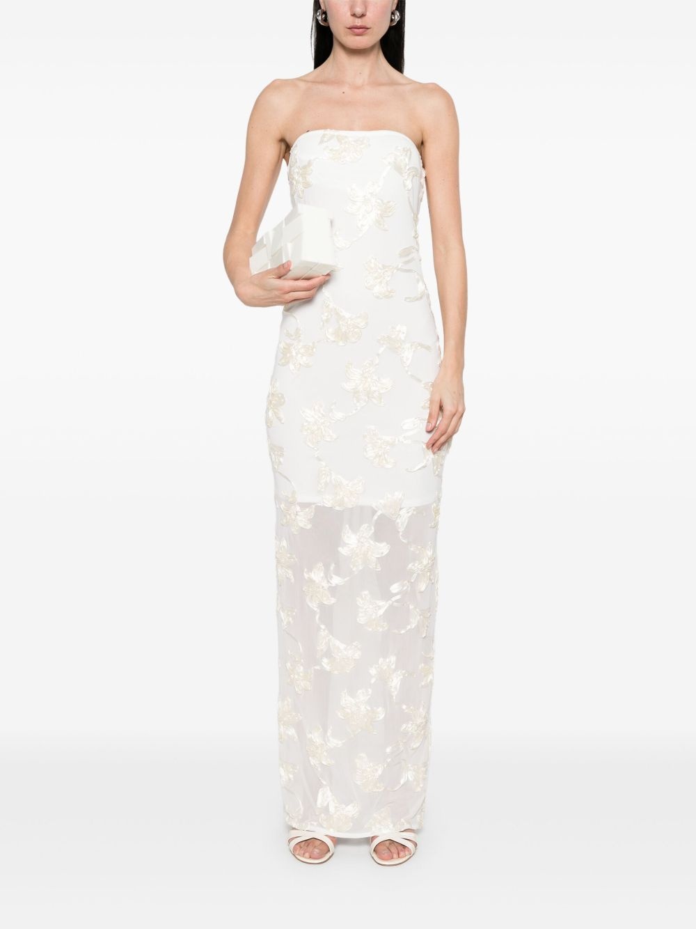 floral-appliqué tulle maxi dress - 2