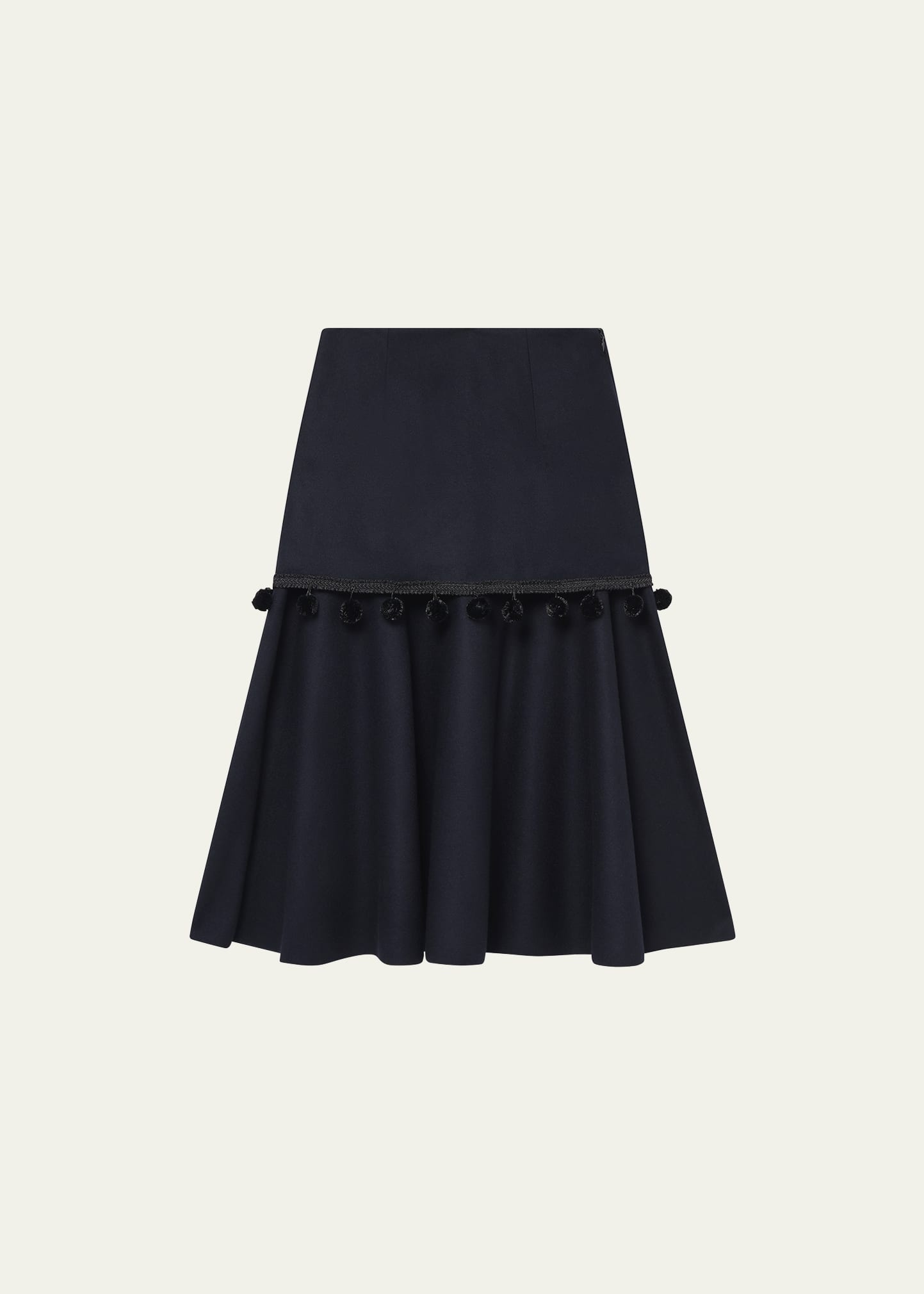 Serenade PomPom-Trim Wool Midi Skirt - 1