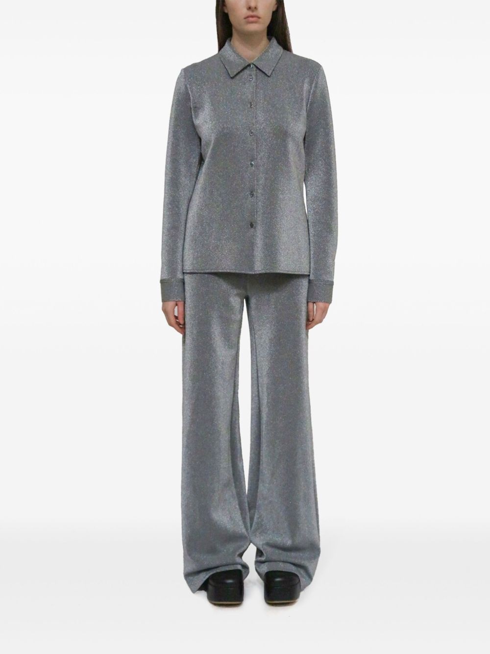 metallic straight-leg trousers - 2