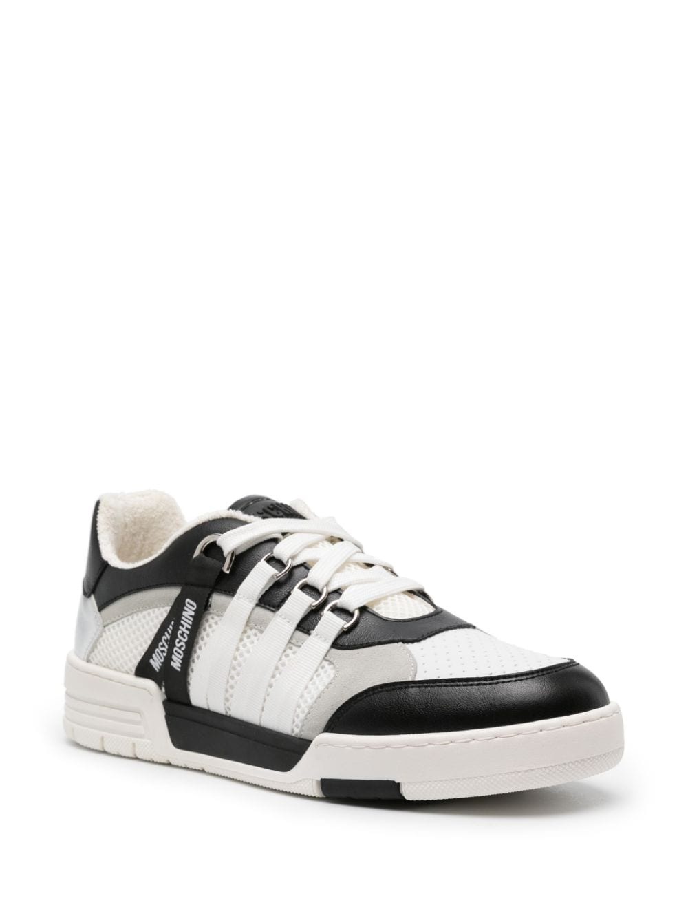 logo-tape leather sneakers - 2