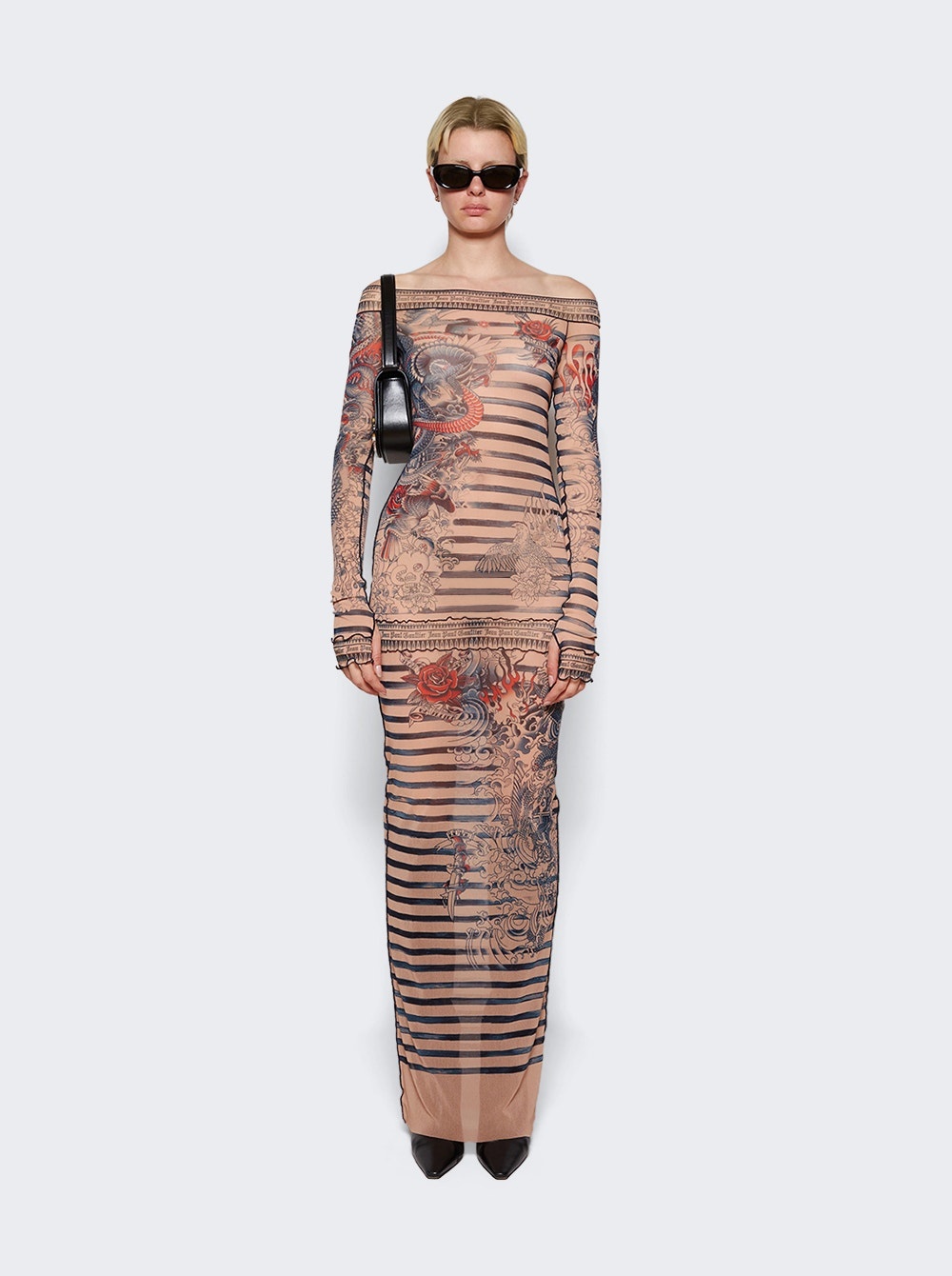 Mariniere Tattoo Maxi Dress Nude And Blue - 2