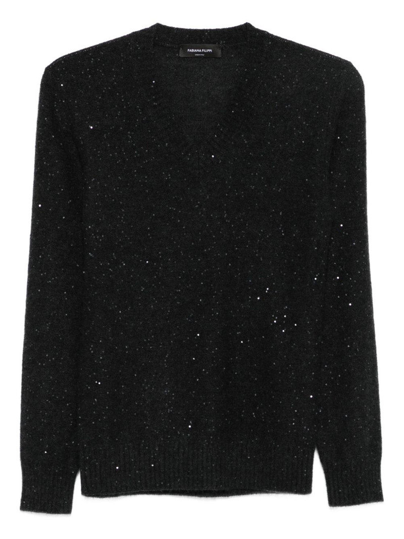sequin-embellished V-neck sweater 1